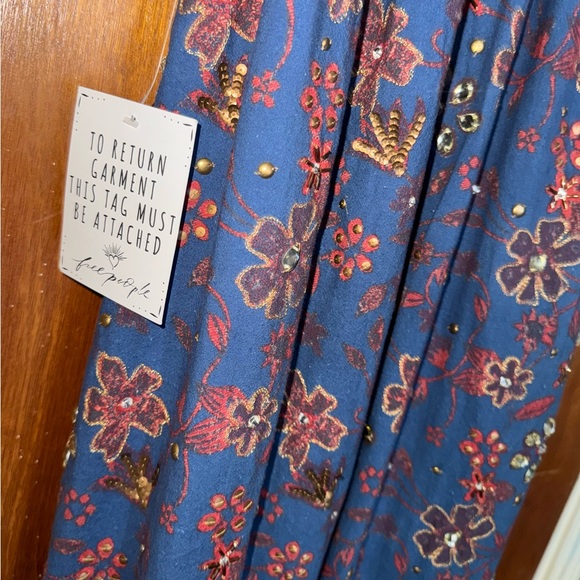 NEW Free People All the Jewels blue floral beaded maxi dress embellished - Picture 5 of 11